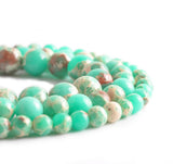 60pcs Green Imperial Jasper Beads for Jewelry Making 6mm Round Stone Beads with Snake Skin