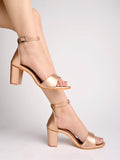 Shoetopia Stylish Ankle Strap Rose-Gold Block Heeled Sandals For Women & Girls /Uk4,Rose-Gold,4,B0CBMS2ZZS