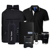 Giftana 8 In 1 Backpack And Collar Tshirt With Personalized Diary & Pen, Keychain, Coffee Mug 400Ml, Mobile Stand, Bottle 500Ml