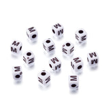 240pcs Opaque Acrylic Letter M Cube Beads White Plastic Alphabet Loose Spacer Square Beads 4-5mm for DIY Name Bracelet Necklace