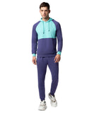 Fyltr Men'S Colourblock Hoodie & Jogger Casual Co-Ord Set - Raglan Sleeve Detail | Utility Side Pockets | Full Sleeve,Bewitched Blue,Bewitched Blue,M