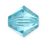 200pcs Genuine Preciosa 4mm (0.16 Inch) Small Faceted Bicone Crystal Beads Aquamarine Blue Compatible with Swarovski Elements Cr