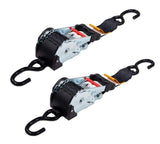 Mytee Products (2 Pack) 2 x 10' Auto Retract Ratchet Straps | Quick n Easy Retractable Ratchet Straps with Coated S Hook Tiedown