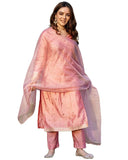 Gosriki Women'S Chanderi Cotton Straight Printed Kurta With Pant & Dupatta (Yoda Peach-Gs_L_Peach_Large),Peach,,B0CHSF59WY