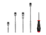 TEKTON 1/4 Inch Drive Quick-Release Ratchet and Spinner Handle Set (5-Piece) | SDR99007