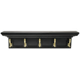 EXCELLO GLOBAL PRODUCTS Black 34 Coat Rack with 5 Gold Hooks: Ready to Hang Entryway Coatrack for Organization of Jackets, Hats