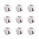 FASHEWELRY 10Pcs Cube Silicone Letter Beads Square Alphabet Beads Letter L for DIY Bracelet Necklace Jewelry Making, 12x12x12mm