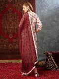 Anni Designer Women'S Cotton Blend Printed Straight Kurta With Pant & Dupatta (Gta Wine-Jb_L_Wine_Large),Wine,L,Cotton Blend,Regular,