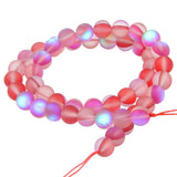 Matte Aurora Crystal Glass Beads Gemstone 6MM Red Frosted Glitter Shining Mermaid Round Loose Beads Frosted Moonstone for Jewelr