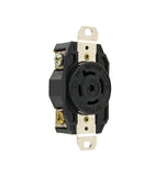 Leviton 2530 20 Amp, 347/600Volt 3PY, Flush Mounting Locking Receptacle, Industrial Grade, Grounding, Black