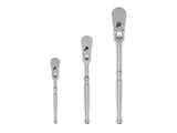 TEKTON 1/4, 3/8, 1/2 Inch Drive Flex Head Ratchet Set, 3-Piece (6, 8, 10-1/2 in.) | SRH92004
