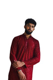 LookMark Present Men's Pure Rayon Chikankari Sequins Kurta||Men's Chikankari Maroon Coloured Kurta|| AZ-LM-OG-Kurta 11 Maroon-S