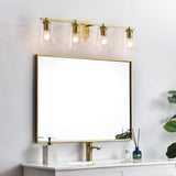 Living District Kacey 4-Light Iron & Glass Bath Sconce In Black/Clear