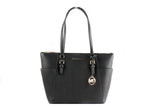 Michael Kors Charlotte Saffiano Leather Large Top Zip Tote Black