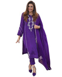 Gosriki Women'S Rayon Blend Embroidered Straight Kurta With Pant & Dupatta (Jayashuda Begani-Gs_M_Begani_Medium),Begani,,B0DMT29J7P