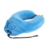 Ez Life Cotton U Shape Memory Foam Travel Pillow With BuiltIn Cover & Spring Lock Blue Neck Pillow For Travelling Or Flight