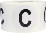 Letter C Inventory Labels 1.5 Inch Round Circle Dots 500 Adhesive Stickers