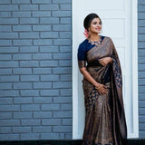 Flosive Womens Present Banarasi Soft Lichi Silk Saree Beautiful Jacquard Rich Pallu Design Work Zari Woven Kanjivaram Silk Style Saree With Soft Lichi Silk Blouse Piece (Blue)