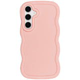 WOGROO Slim Fit Case for Samsung Galaxy A14 5G/4G, Wave Frame, Cute Soft TPU Thin Protective Phone Cover for Women, Light Pink