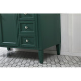 Elegant Decor Park Avenue 42 Metal Mdf Marble Single Bathroom Vanity In Green