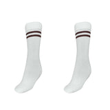 Mukhaksh (Pack Of 2 Pairs Boys Kids White Socks With Brown Stripes Border Lining White With Brown Stripes Calf Length Long Schoo