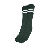 Mukhaksh (Pack Of 1 Pair Boys Kids Bottle Green Socks With White Stripes Border Lining Bottle Green With White Stripes Calf Leng