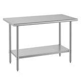ROCKPOINT SS304 Top All Stainless Steel Table for Prep & Work 24x48 Inches, NSF Commercial Kitchen Heavy Duty Table with Adjusta