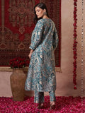 Anni Designer Women'S Rayon Blend Straight Printed Kurta With Pant (Marco Teal_M_Teal Blue_Medium),Teal Blue,M,Rayon Blend,Straight,