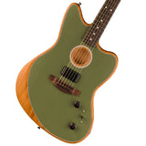 Fender Acoustasonic Player Jazzmaster Acoustic Electric Guitar, with 2-Year Warranty, Antique Olive, Rosewood Fingerboard, with