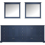 Lexora Dukes 84 in. W x 22 in. D Navy Blue Double Bath Vanity and 34 in. Mirrors