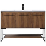 Elegant Kitchen And Bath 48 Inch Single Bathroom Vanity Cabinet - Walnut Brown