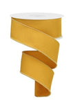 Solid Diagonal Weave Wired Edge Ribbon, 10 Yards (1.5 Inch, Dark Yellow)