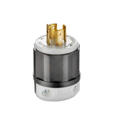 Leviton 2411 20 Amp, 125/250 Volt, NEMA L1420P, 3P, 4W, Locking Plug, Industrial Grade, Grounding BlackWhite