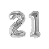 Rozi Decoration 32 Inch Number Foil Balloon Helium Quality (Pack of 2 Unit) (Silver21)