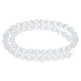 HARFINGTON 48pcs White Cat's Eye Stone Beads 8mm Round Smooth Gemstone Crystal Loose Bead for Jewelry Making Bracelets Necklace