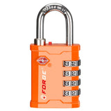 FORGE 4 Digit 17067 TSA Approved Tool Box and Case Lock, Combination Padlock for Travel, Orange 1 Lock