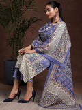 Libas Womens Printed Crepe Straight Kurta With Trousers And Dupatta Purple Xl 36944