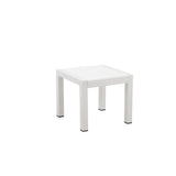 Benjara Josh 18 Inch Side End Table, Polyresin Planks, Crisp White Aluminum Frame