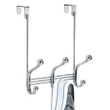 iDesign York Lyra Steel OverTheDoor 6Hook Storage Rack 8.38 x 5.25 x 11, Chrome