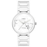 Timex Analog Watch For Man With White Round Dial & White Ceramic Bracelet Band Water Resistant Men'S Wrist Watches - Tweg21200