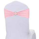 JKDMJF Stretch Spandex Pink Chair Sashes Bows 50 Pack Universal Chair Bands with Silver Buckle for Wedding Party Engagement Banq