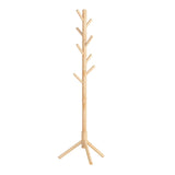 VASAGLE Solid Wood Coat Rack, Free Standing Tree-Shaped Coat Rack with 8 Hooks, 3 Height Options, for Clothes, Hats, Bags, Livin