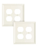 TREEWELL 2-Pack Double Duplex Outlet Cover, Natural Bamboo Fiber Switch Plates and Outlet Covers, Light Almond Decorative Wall P