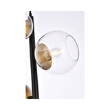 Living District Wells 4-Light Metal Pendant W/Clear Shade In Black And Brass