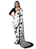 Satrani Womens Silk Crepe Printed Saree with Unstitched Blouse Piece (3083S198N_White1)