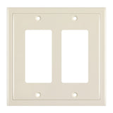 Henne Bery Modern Edge Decorative Wall Plate Switch Plate Outlet Cover, Durable Solid Zinc Alloy (Double Decorator, Light Almond