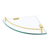 KES Glass Corner Shelf Bathroom Shelf Tempered Glass with Rail SUS 304 Stainless Steel Floating Wall Mount Bracket Brushed Gold,