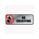 COSCO Business Sign, Brushed Metallic, NO Soliciting, 9 x 3 (098208)