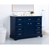 Elegant Decor Americana 48 Solid Wood And Metal Single Bathroom Vanity In Blue