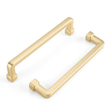 Haliwu 6 Pack 5 Inch Gold Cabinet Handles Square Drawer Pulls Zinc Alloy Hardware for Dresser Kitchen Cupboard